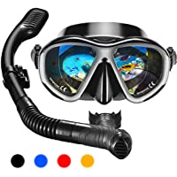 OMORC Gafas y Tubo de Buceo- Top Set de Snorkel con Templado antiniebla Cristal Máscara de Buceo en seco para Adultos y…